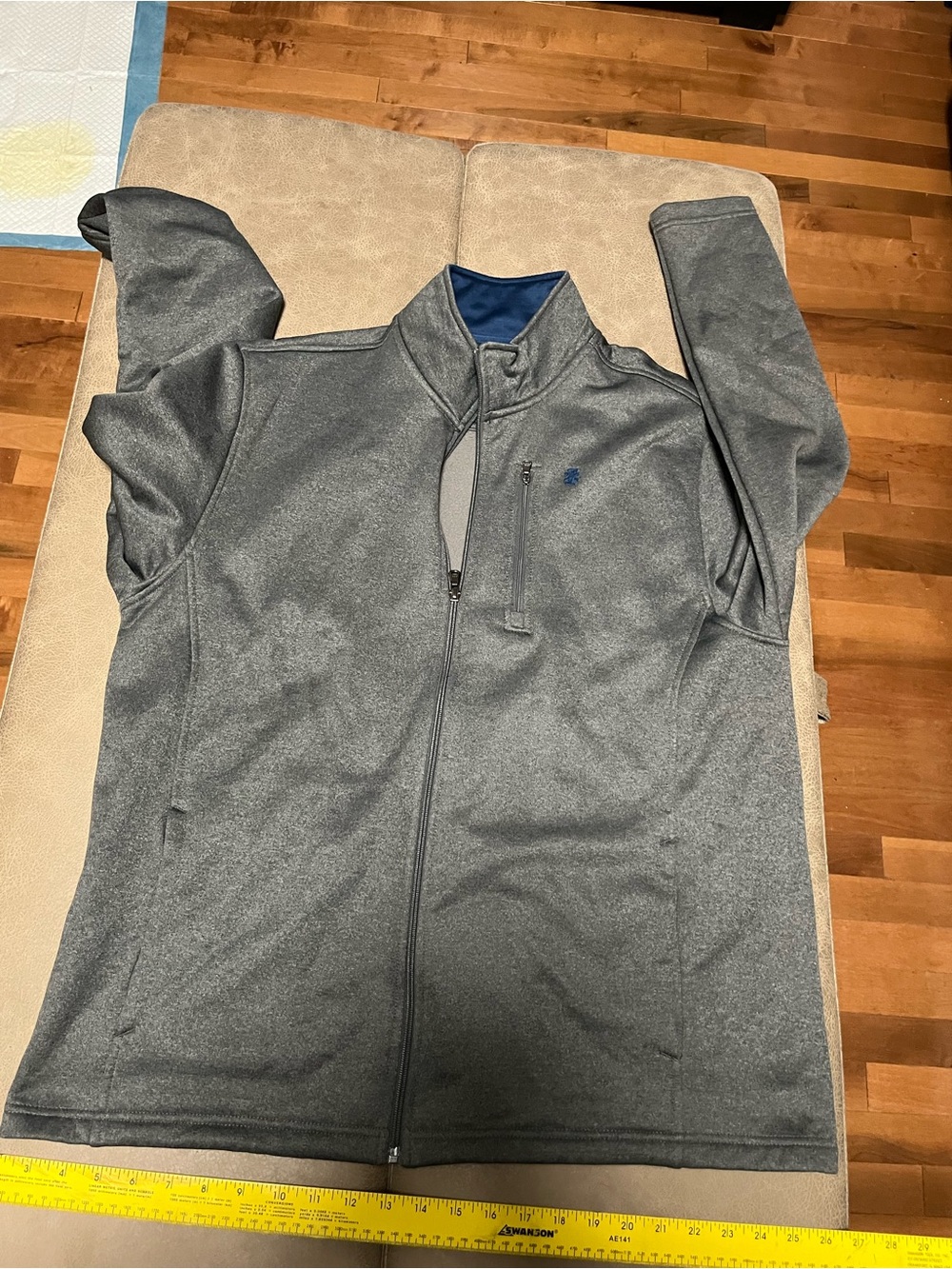 Izod advantage performance Men's Full-Zip Heather Gray Jacket with Stand Collar